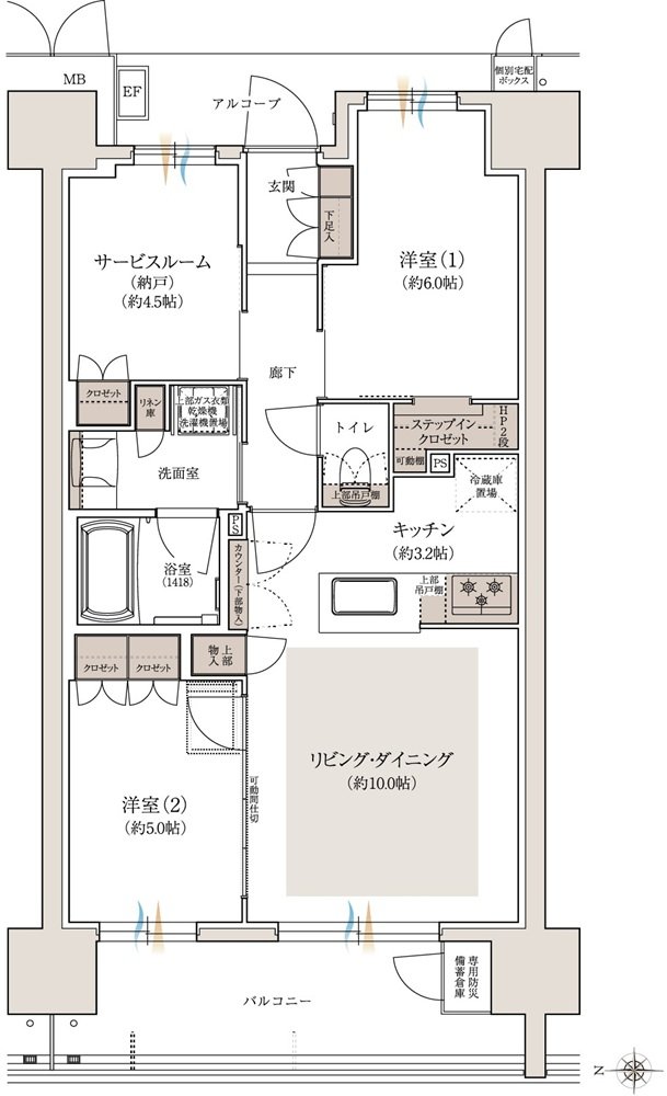 シーンズ南森町 間取り B type