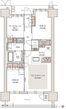 シーンズ南森町 間取り B type