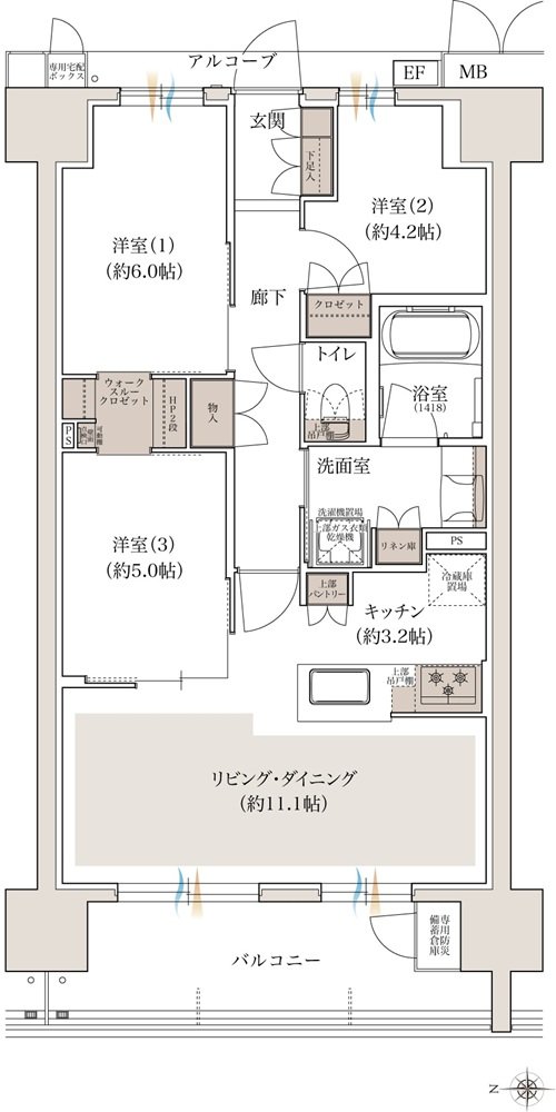 シーンズ南森町 間取り D type