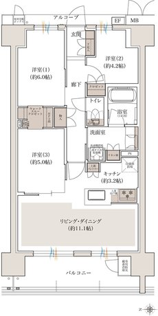 シーンズ南森町 間取り D type