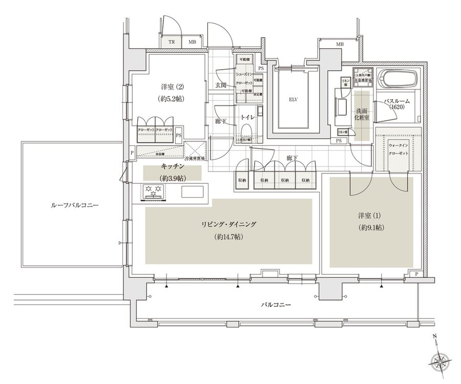 アトラス文京安藤坂 間取り 80DSタイプ【プレミアム住戸】
