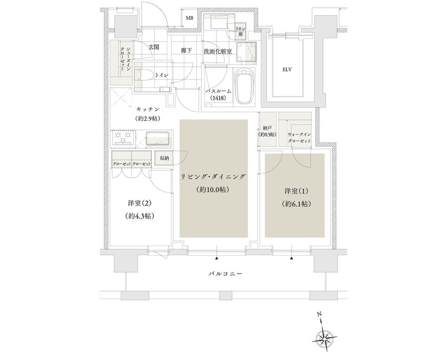 アトラス文京安藤坂 間取り 55Eタイプ