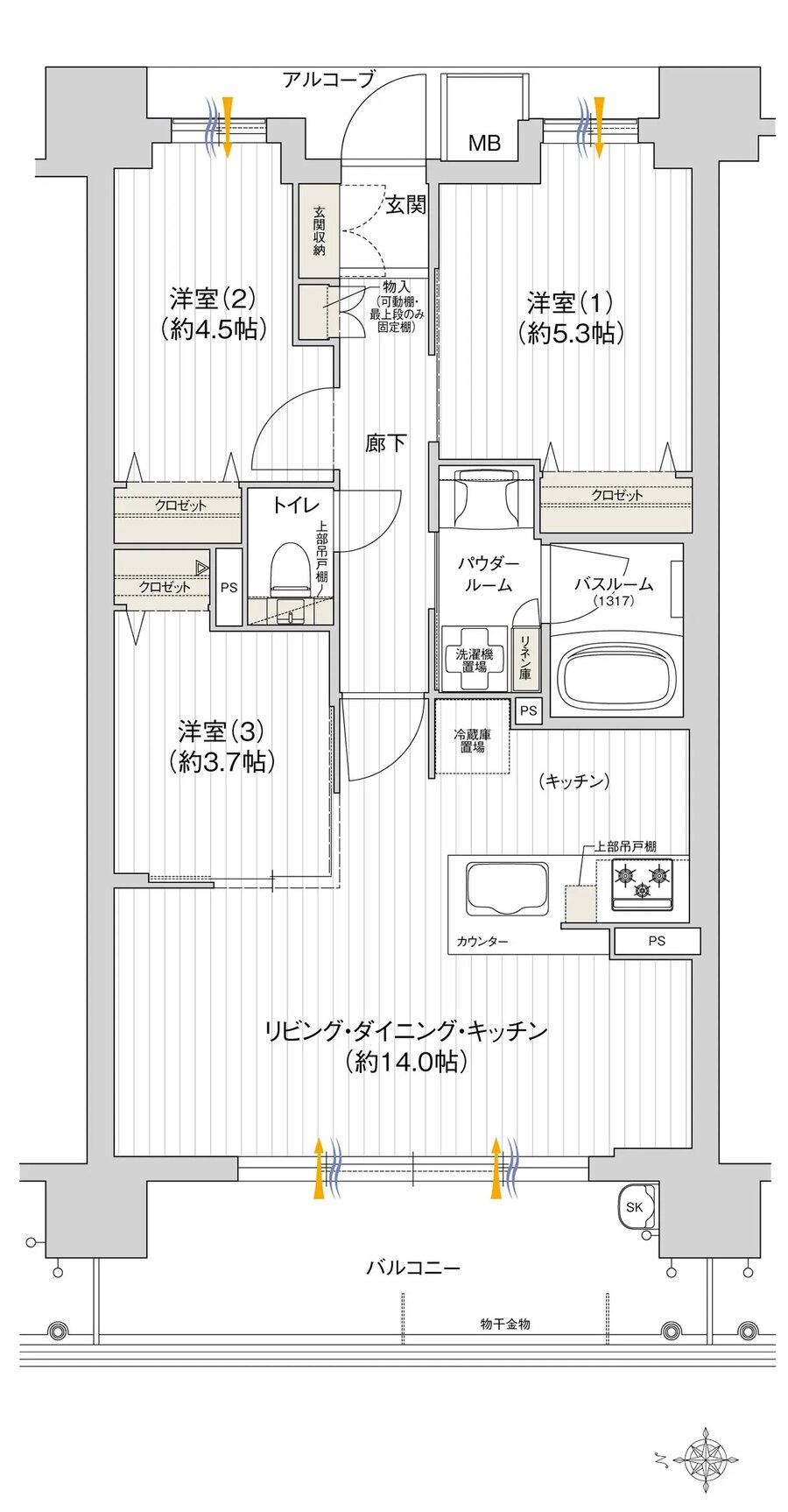プレサンス ロジェ 塚口ザ・マークス 間取り WBタイプ