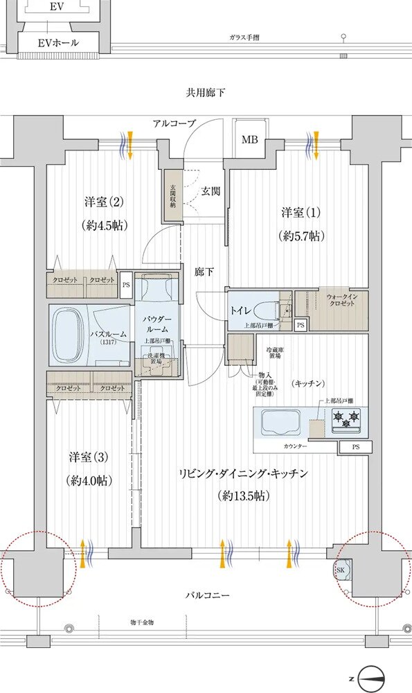 プレサンス ロジェ 鶴見緑地公園 フロント 間取り Bタイプ