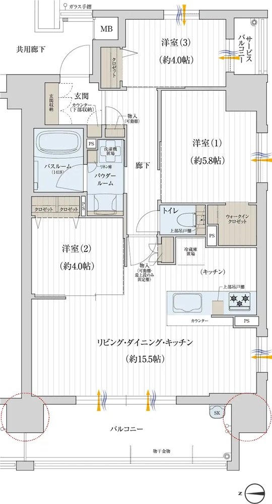 プレサンス ロジェ 鶴見緑地公園 フロント 間取り Dタイプ