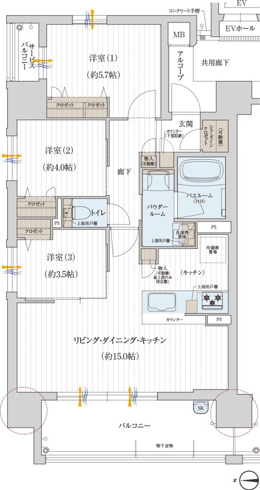 プレサンス ロジェ 鶴見緑地公園 フロント 間取り Aタイプ