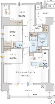 プレサンス ロジェ 鶴見緑地公園 フロント 間取り Aタイプ