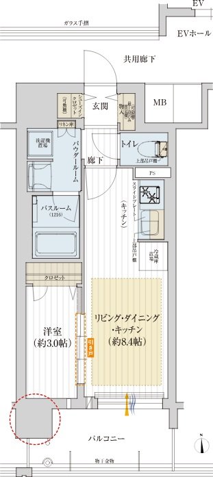 プレサンス レイズ 上本町 間取り Bタイプ