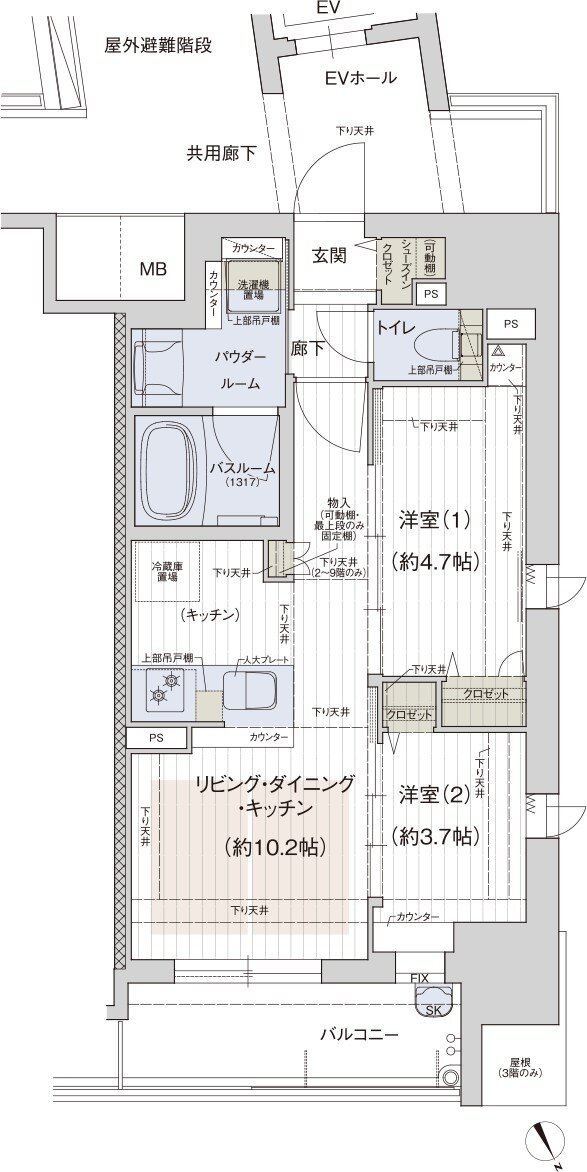 プレサンス ロジェ 銀山町 CENTIA 間取り Dタイプ