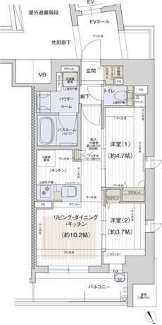 プレサンス ロジェ 銀山町 CENTIA 間取り Dタイプ