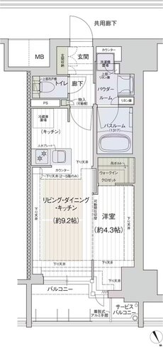 プレサンス ロジェ 銀山町 CENTIA 間取り B’タイプ