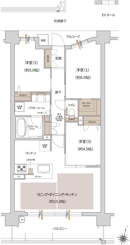 プレサンス ロジェ 神戸本山南町 間取り Eタイプ