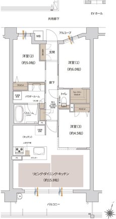 プレサンス ロジェ 神戸本山南町 間取り Eタイプ