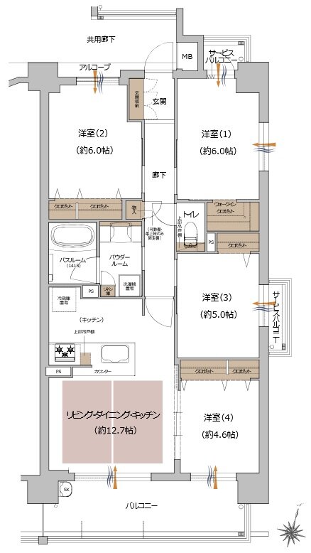 プレサンス ロジェ 神戸本山南町 間取り Fタイプ