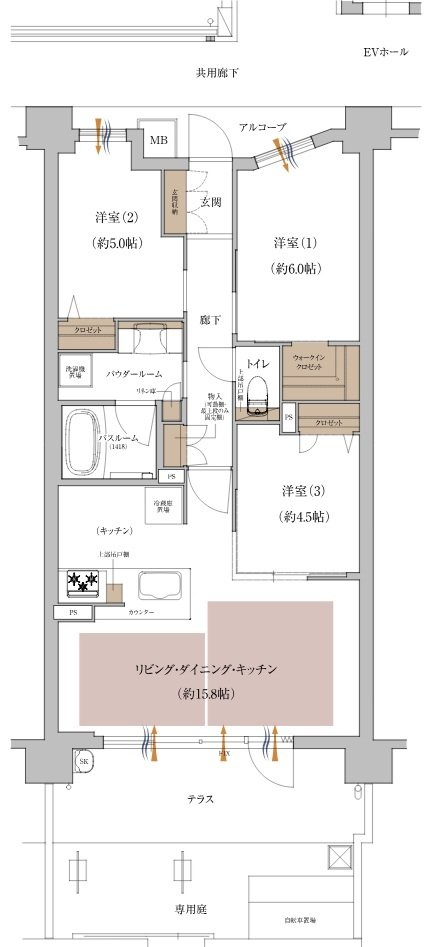 プレサンス ロジェ 神戸本山南町 間取り Egタイプ