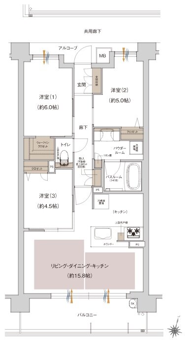 プレサンス ロジェ 神戸本山南町 間取り Bタイプ