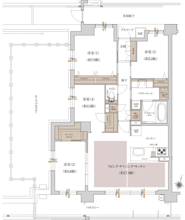 プレサンス ロジェ 神戸本山南町 間取り Grタイプ［Menu1］
