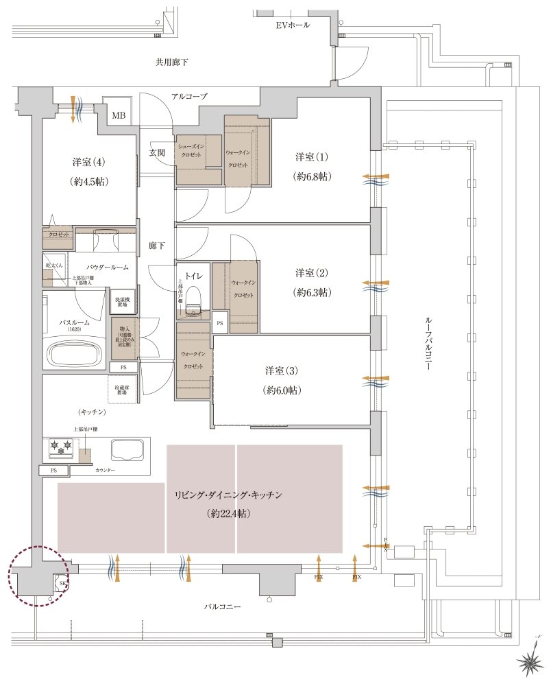 プレサンス ロジェ 神戸本山南町 間取り Hr type