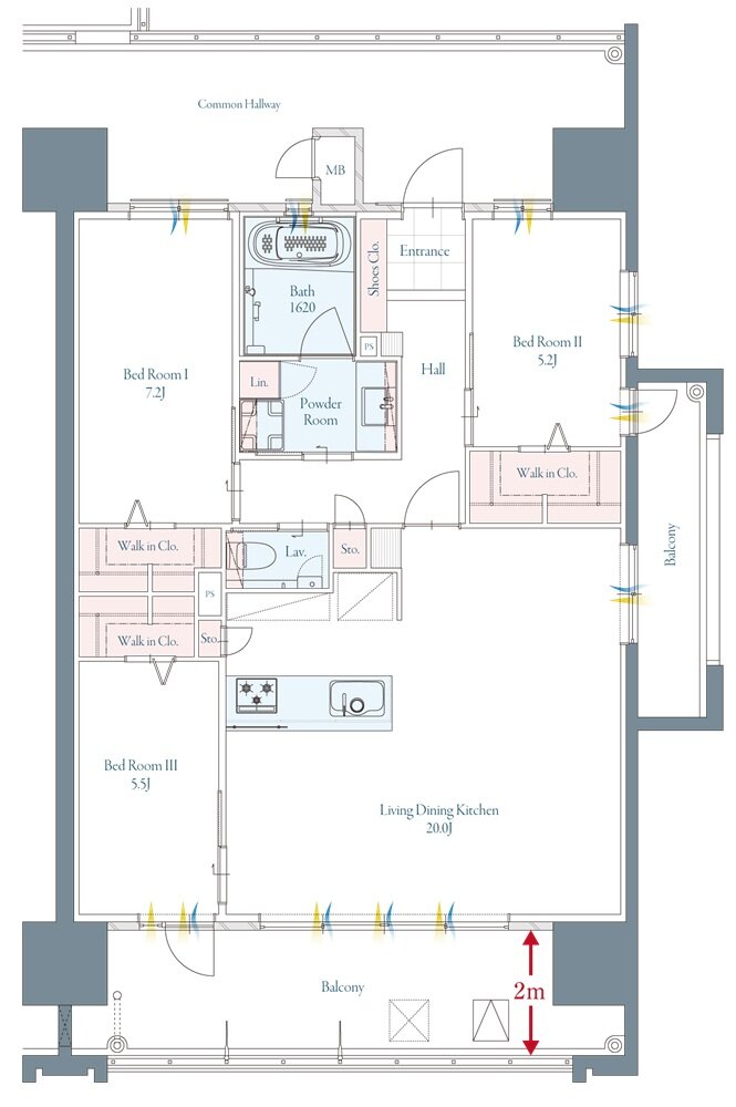 グランドパレス大分駅南タワー 間取り E TYPE（MENU PLAN1）