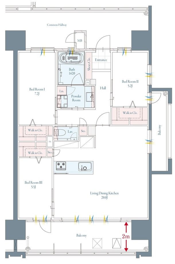 グランドパレス大分駅南タワー 間取り E TYPE（MENU PLAN1）