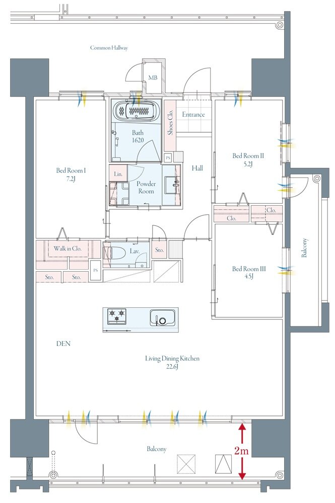 グランドパレス大分駅南タワー 間取り E TYPE(MENU PLAN2)