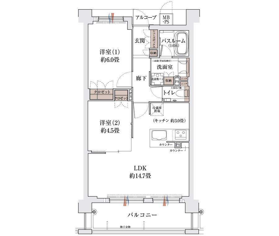 ワコーレ六甲セレンテ 間取り A2 type