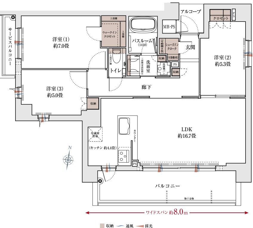 ワコーレ六甲セレンテ 間取り E type