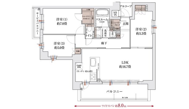 ワコーレ六甲セレンテ 間取り E type