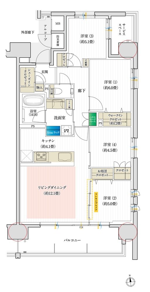 デュオヒルズ一宮ザ・レジデンス 間取り Eタイプ(2期1次先着順)