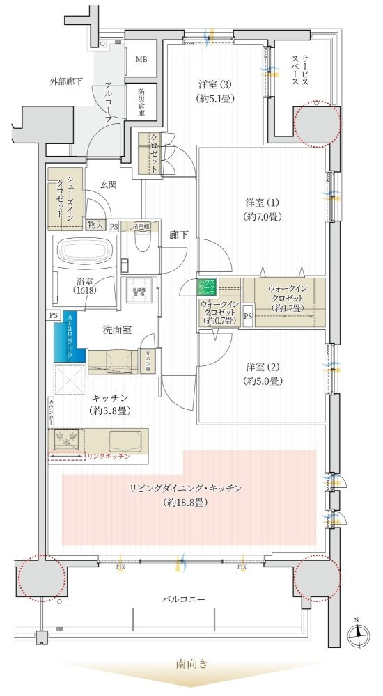 デュオヒルズ一宮ザ・レジデンス 間取り Fタイプ(先着順)