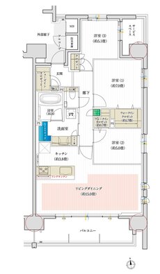 デュオヒルズ一宮ザ・レジデンス 間取り Fタイプ（2期1次全体予告）