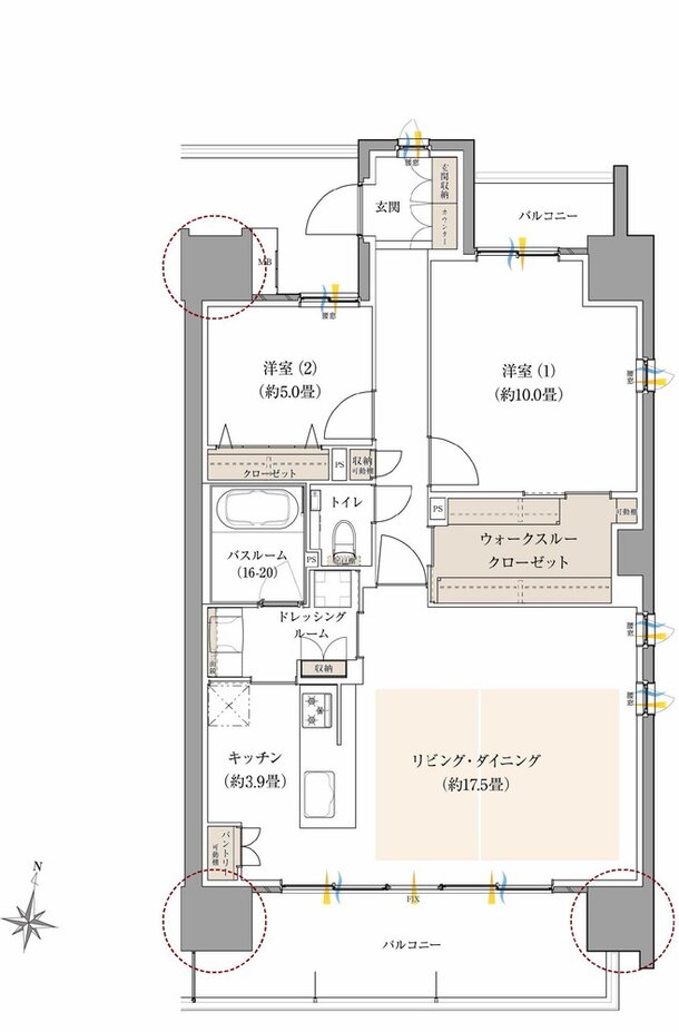 ザ・サーパス前橋駅前 間取り Gタイプ（メニュープラン）