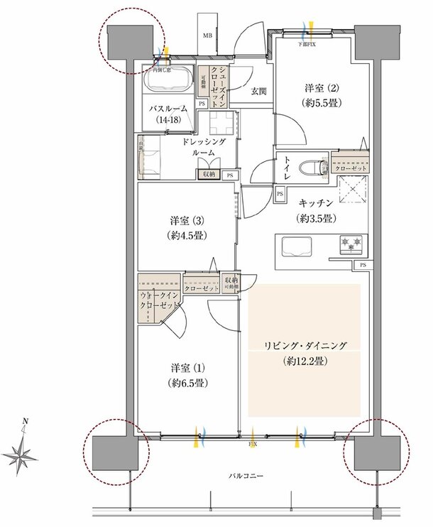 ザ・サーパス前橋駅前 間取り E1タイプ