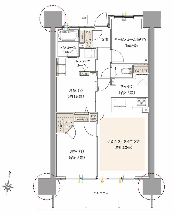 ザ・サーパス前橋駅前 間取り Eタイプ