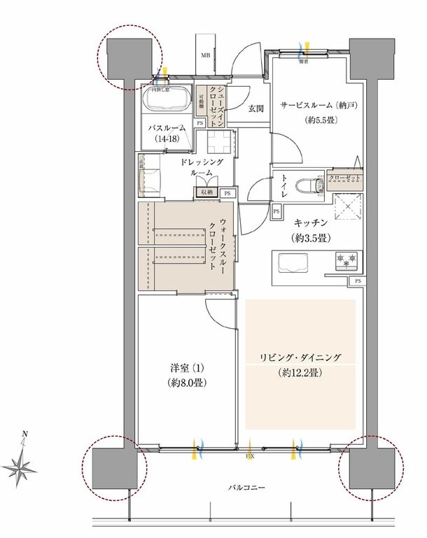 ザ・サーパス前橋駅前 間取り Eタイプ（メニュープラン）