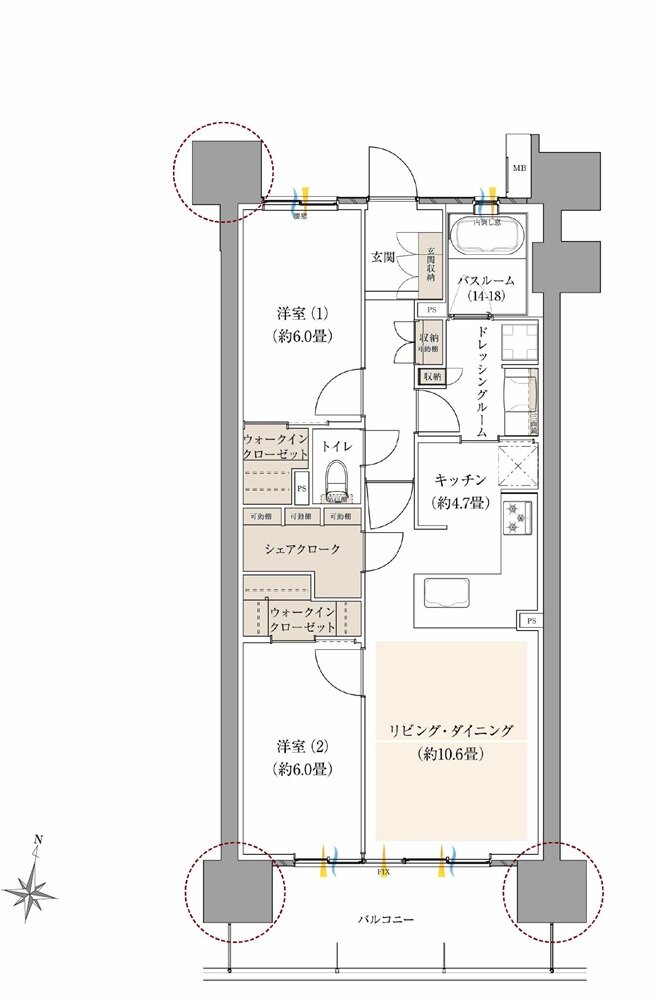 ザ・サーパス前橋駅前 間取り Cタイプ（メニュープラン）