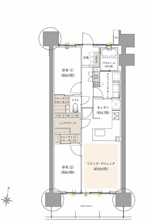 ザ・サーパス前橋駅前 間取り Cタイプ（メニュープラン）