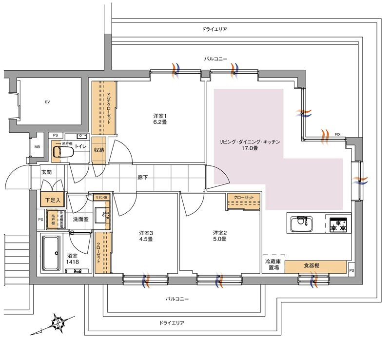 バースシティ・ザ・マーク溝の口 間取り A1タイプ