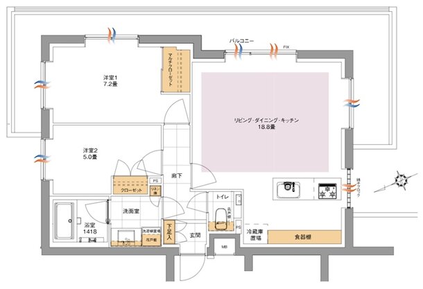 バースシティ・ザ・マーク溝の口 間取り Bタイプ
