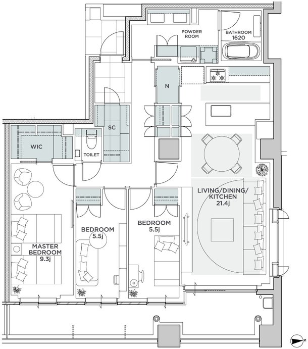 グランドメゾンThe本山鹿子町 間取り Q TYPE