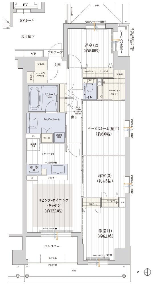 プレサンス ロジェ 京都御所西 桜雅邸 間取り Mタイプ