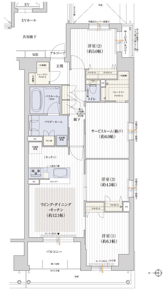 プレサンス ロジェ 京都御所西 桜雅邸 間取り Mタイプ