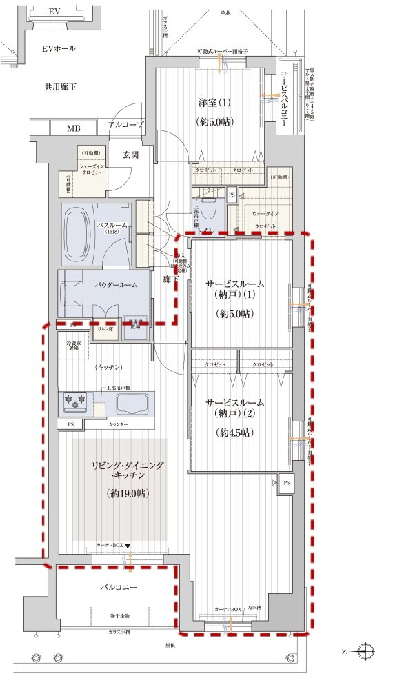 プレサンス ロジェ 京都御所西 桜雅邸 間取り Mタイプ（メニュープラン1）