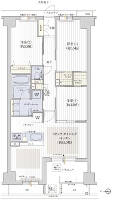 プレサンス ロジェ 京都御所西 桜雅邸 間取り Lタイプ（基本プラン）