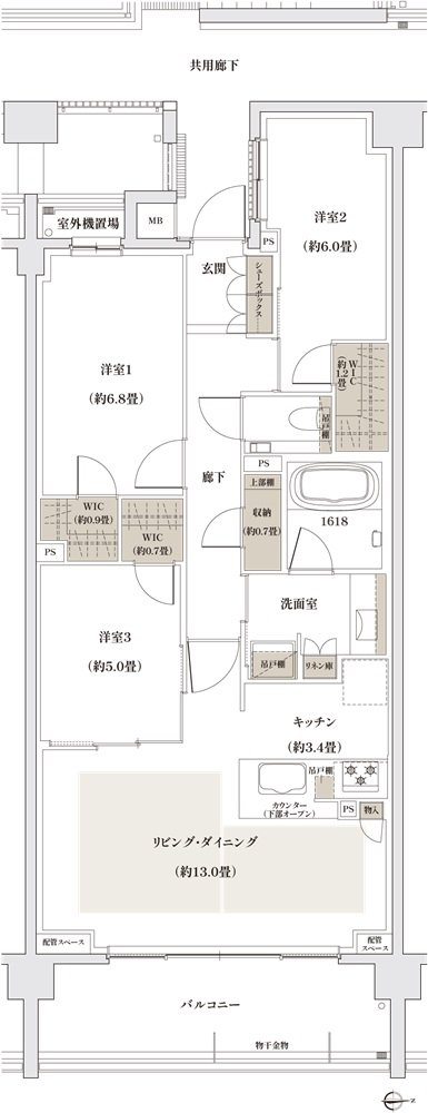 ザ・パークハウス 京都聖護院 間取り O type