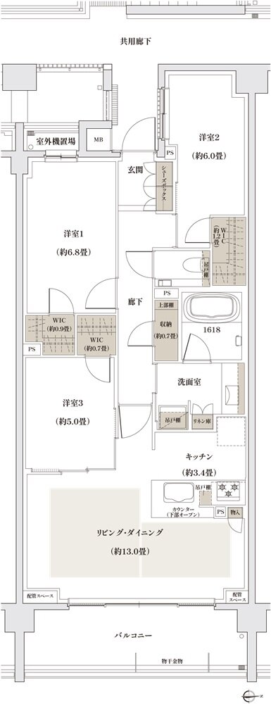 ザ・パークハウス 京都聖護院 間取り O type
