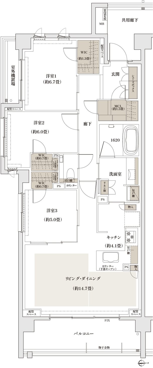 ザ・パークハウス 京都聖護院 間取り R1 type［BASIC PLAN］