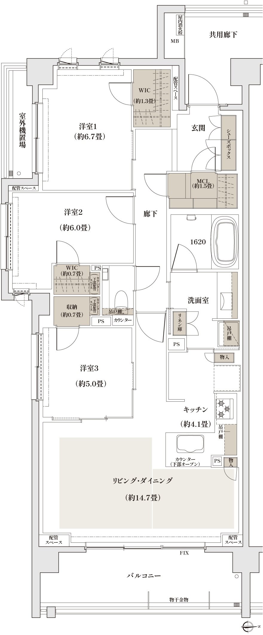 ザ・パークハウス 京都聖護院 間取り R1 type［メニュープラン2］