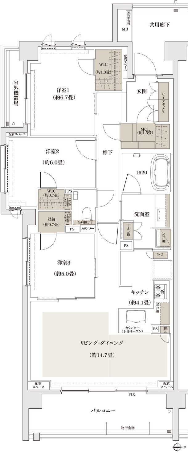 ザ・パークハウス 京都聖護院 間取り R1 type［メニュープラン2］