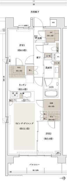 ザ・パークハウス 京都聖護院 間取り G type
